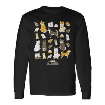柴犬たくさん 大集合ver かわいい柴犬 柴犬 イラスト 長袖Tシャツ - Kawaiitshirt
