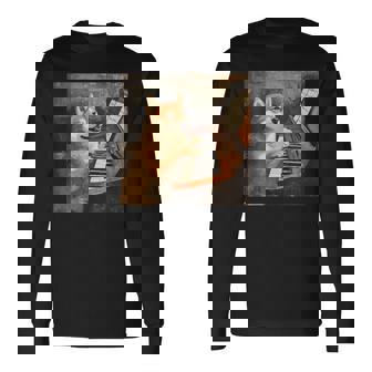 柴犬ピアノ犬 長袖Tシャツ - Kawaiitshirt