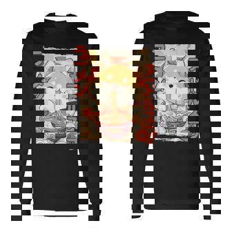 柴犬好きラーメン カワイイ猫柴犬犬ラーメン 長袖Tシャツ - Kawaiitshirt