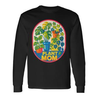 植物 ママ イラスト ポトス モンステラ 観葉植物愛好家 長袖Tシャツ - Kawaiitshirt