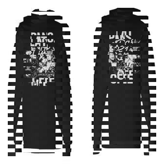 植物 犬 コーヒー おもしろ ガーデニング 犬好き ギフト 長袖Tシャツ - Kawaiitshirt