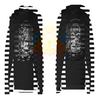 極楽浄土 天国 蓮の花 宇宙 虎 トラ 長袖Tシャツ - Kawaiitshirt