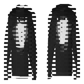 楽しいブラックタイ イベント チーム 新郎 フェイク タキシード 長袖Tシャツ - Kawaiitshirt