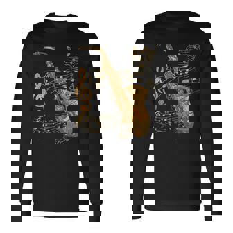 楽器 ト音記号 サックス奏者 音楽サックス 長袖Tシャツ - Kawaiitshirt