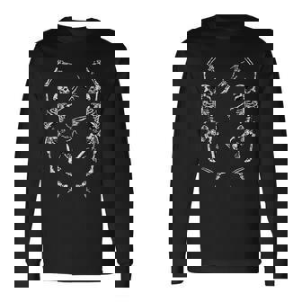死の舞踏スケルトンtシャツスカルハロウィーンのダンス 長袖Tシャツ - Kawaiitshirt