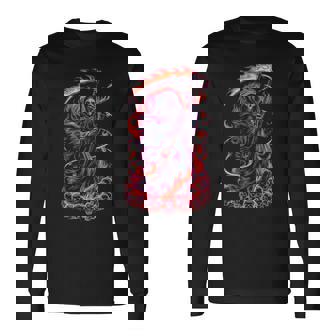死神 死闘と頭蓋骨 明るいゴス 長袖Tシャツ - Kawaiitshirt