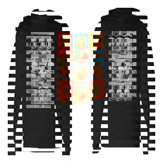 毛沢東ポップアートグリッド-9カラフルな肖像画と書道 長袖Tシャツ - Kawaiitshirt