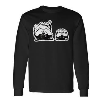 気持ちよく寝ている柴犬たち かわいい黒柴 柴犬イラスト 長袖Tシャツ - Kawaiitshirt