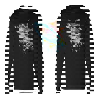 水彩 マグロ 魚 カラフル 海釣り 釣り 長袖Tシャツ - Kawaiitshirt