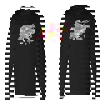 水彩爬虫類トリケラトプス古生物学恐竜 長袖Tシャツ - Kawaiitshirt