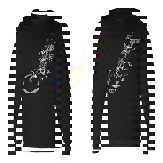 水彩絵の具トカゲ動物爬虫類恋人ヤモリ 長袖Tシャツ - Kawaiitshirt