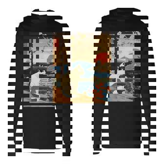 浮世絵 アート 神奈川 ヴィンテージ 日本のタトゥーアート 猫 グラフィック 長袖Tシャツ - Kawaiitshirt