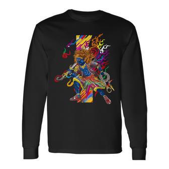 浮世絵シリーズ 踊る不動明王 長袖Tシャツ - Kawaiitshirt