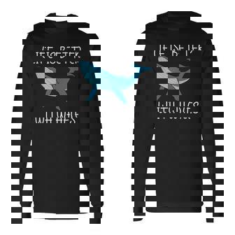 海 自然を愛する人 鯨のいる生活 長袖Tシャツ - Kawaiitshirt