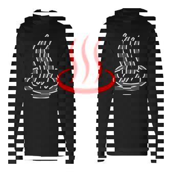 温泉マーク・赤 レッド（アイラブ 温泉／お風呂 大好き）銭湯 記号 お土産 旅行 メッセージ・面白 長袖Tシャツ - Kawaiitshirt