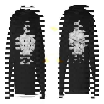 漫画の筋肉アヒル 長袖Tシャツ - Kawaiitshirt