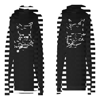 煙草を吸う猫 猫好き 長袖Tシャツ - Kawaiitshirt