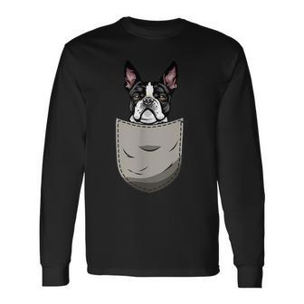 犬 365 ボストンテリア 犬 ポケット入り 犬好きのギフト 長袖Tシャツ - Kawaiitshirt