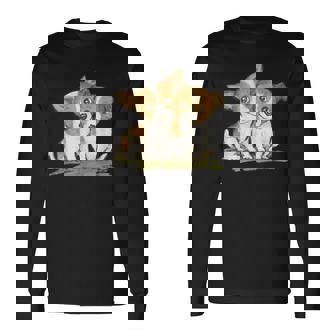 犬 ジャックラッセルテリア いぬ 子犬 ペット かわいい 動物 イラスト 長袖Tシャツ - Kawaiitshirt