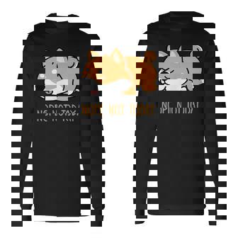 犬 おもしろ 明日から本気出すから 可愛い 柴犬 シバイヌ 豆柴 マメシバ 小豆柴 長袖Tシャツ - Kawaiitshirt