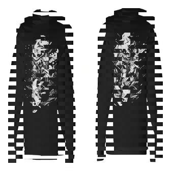 犬 演奏 ベース ギター シャツ 男性用 動物 ギターを弾く 長袖Tシャツ - Kawaiitshirt