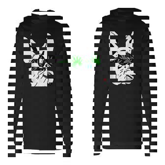 犬のサングラス喫煙420クールな雑草大麻マリファナ 長袖Tシャツ - Kawaiitshirt