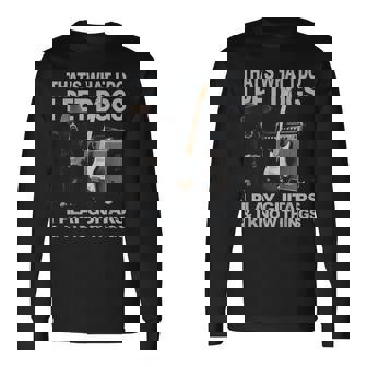 犬好き ギター ミュージシャン ペット 犬 演奏 ギター 面白い 長袖Tシャツ - Kawaiitshirt