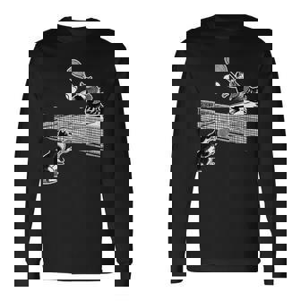 猫 ネコ テニス 面白いtシャツ 文字入り メンズ おもしろ 面白い 服 おもしろグッズ ネタ 浮世絵 長袖Tシャツ - Kawaiitshirt