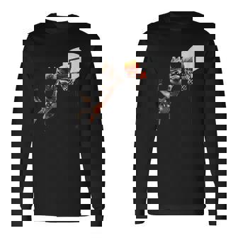 猫 ネコ バスケ 面白いtシャツ 文字入り メンズ おもしろ 面白い 服 おもしろグッズ ネタ 浮世絵 長袖Tシャツ - Kawaiitshirt