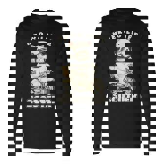 猫 ネコ 白猫 イラスト 原付 スクーター バイク 猫好き バイク好き かわいい おもしろ レトロ Neko Life 長袖Tシャツ - Kawaiitshirt