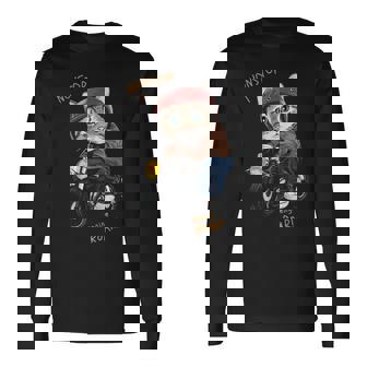 猫 バイク オートバイ おもしろ ねこ ライダース バイカー 面白い ネコ 長袖Tシャツ - Kawaiitshirt