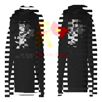 猫 ベトナム国旗 キティ おもしろギフト ブラック 長袖Tシャツ - Kawaiitshirt