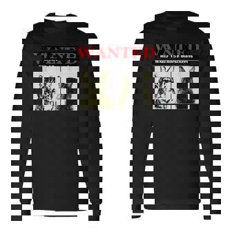 猫 ロック Rock Wanted キジトラ レトロ おしゃれ 個性的 可愛い 面白い 長袖Tシャツ - Kawaiitshirt