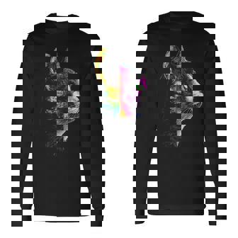 猫 動物 グラフィック アートワーク 猫 長袖Tシャツ - Kawaiitshirt