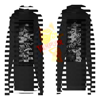 猫 吸血鬼 クラシック ホラー 映画 ファニー グラフィック シャツ 長袖Tシャツ - Kawaiitshirt