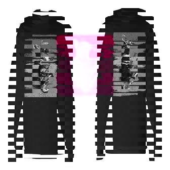 猫 演奏 サックス おもしろい 猫 ジャズ サックス レトロ サックス 長袖Tシャツ - Kawaiitshirt