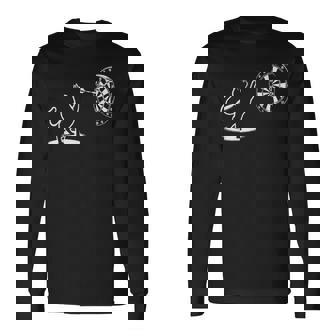 猫 遊び ダーツ 面白い 猫好き 子猫 ダーツプレーヤー 長袖Tシャツ - Kawaiitshirt