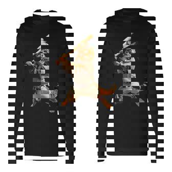 猫 面白いtシャツ 野球 ネコ ベースボール おもしろ 服 ネタ メンズ 野球部 おもしろグッズ 大人 子供 長袖Tシャツ - Kawaiitshirt