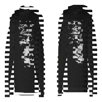 猫がギターベースを弾く 長袖Tシャツ - Kawaiitshirt