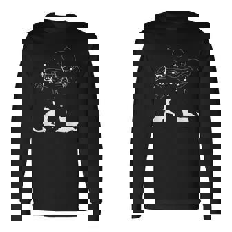 猫と音符 楽譜 音楽家 猫 音楽好き ギフト 長袖Tシャツ - Kawaiitshirt