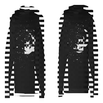 猫の家族 月の絵柄 メンズ レディース 子供 長袖Tシャツ - Kawaiitshirt