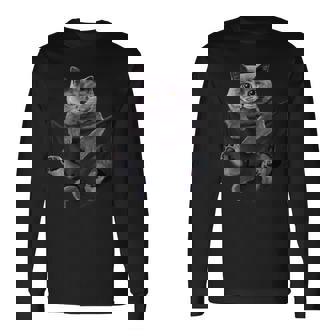 猫好き ブリティッシュショートヘア ポケット入り 面白い子猫 長袖Tシャツ - Kawaiitshirt