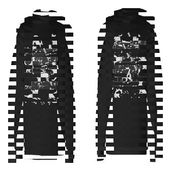 猫好きフルート奏者のためのフルート猫。 長袖Tシャツ - Kawaiitshirt