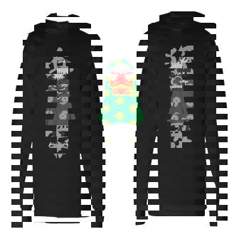 獅子舞 レトロな日本の祭り文化デザイン 長袖Tシャツ - Kawaiitshirt