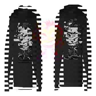 生意気なパンクロックロッカー イロとブーツ付き 面白いパンク 長袖Tシャツ - Kawaiitshirt