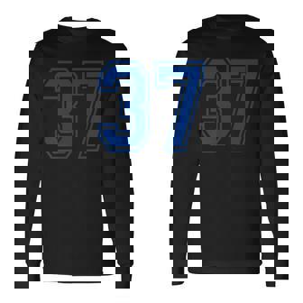 番号37インチ ブルー 長袖Tシャツ - Kawaiitshirt