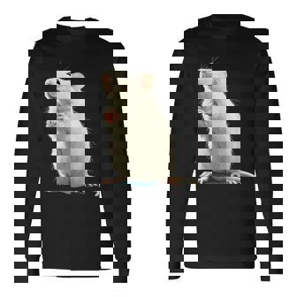 白いネズミが好きな人のための面白い見た目の白いネズミ 長袖Tシャツ - Kawaiitshirt