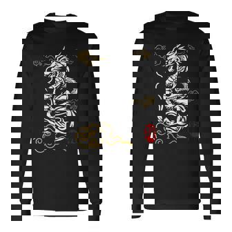 白龍、日本文化、縁起の良い 長袖Tシャツ - Kawaiitshirt