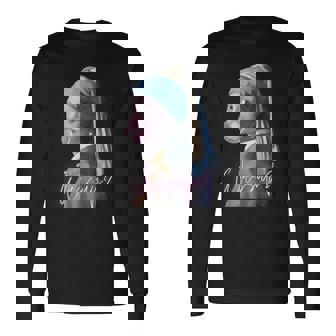 真珠の耳飾りの少女 フェルメール 面白い オルタード アート Wassup 長袖Tシャツ - Kawaiitshirt