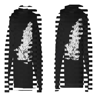 祈るイエスの手 長袖Tシャツ - Kawaiitshirt